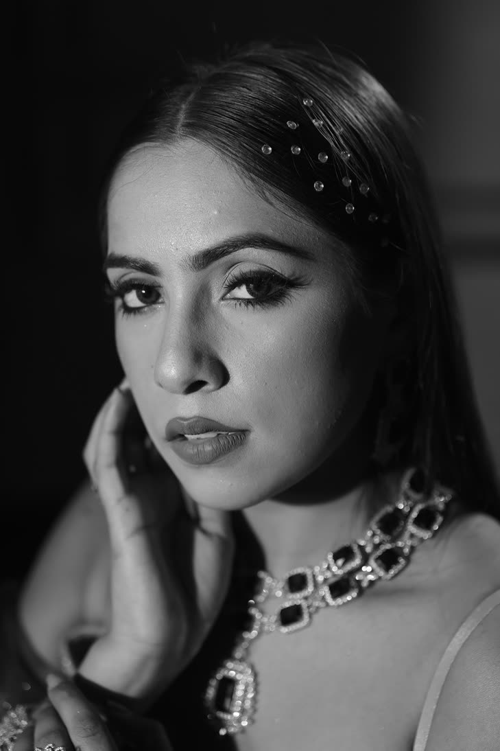 Black and white diamond necklace portrait